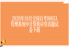 2020年10月全国自考00051管理系统中计算机应用真题试卷下载